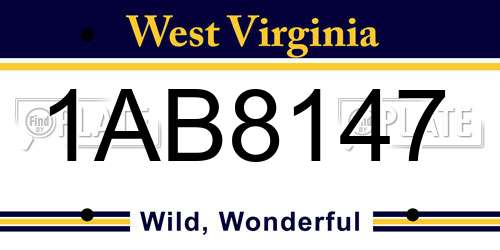 1AB8147 West Virginia License Plate