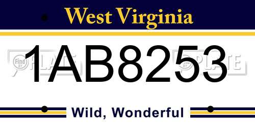 1AB8253 West Virginia License Plate