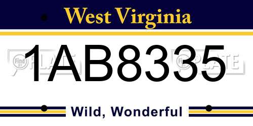 1AB8335 West Virginia License Plate