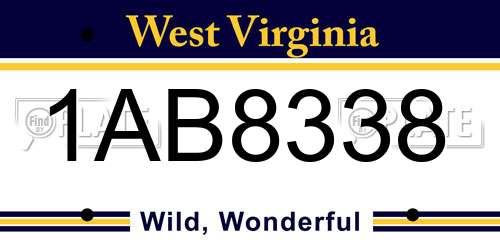 1AB8338 West Virginia License Plate