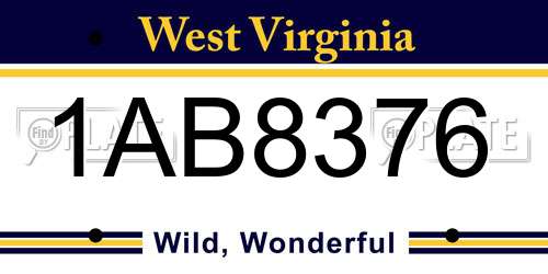 1AB8376 West Virginia License Plate