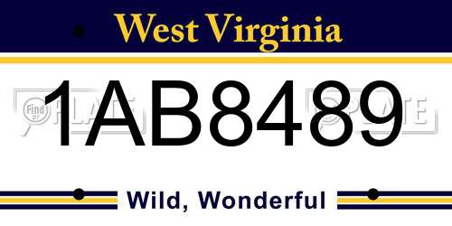 1AB8489 West Virginia License Plate