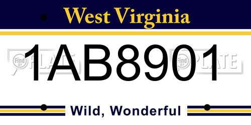 1AB8901 West Virginia License Plate