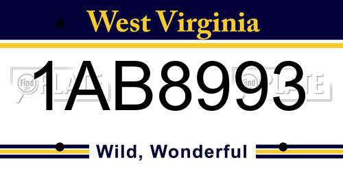 1AB8993 West Virginia License Plate