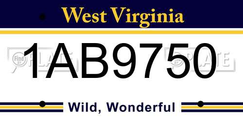 1AB9750 West Virginia License Plate