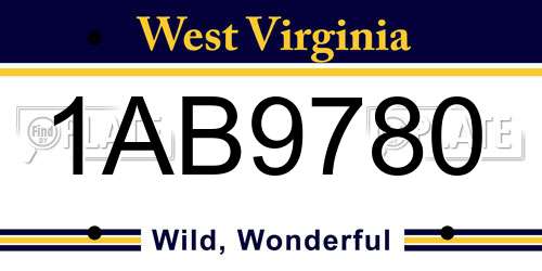 1AB9780 West Virginia License Plate