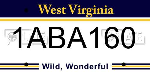 1ABA160 West Virginia License Plate