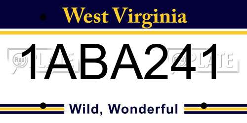 1ABA241 West Virginia License Plate