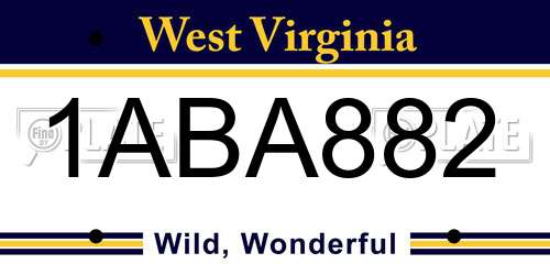 1ABA882 West Virginia License Plate