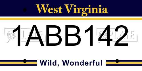 1ABB142 West Virginia License Plate