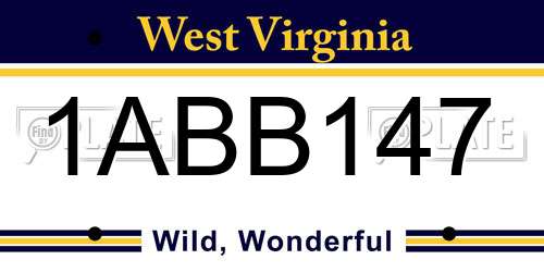 1ABB147 West Virginia License Plate