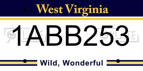 1ABB253 West Virginia License Plate
