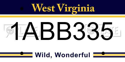 1ABB335 West Virginia License Plate