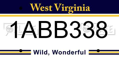 1ABB338 West Virginia License Plate