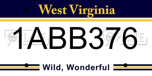 1ABB376 West Virginia License Plate