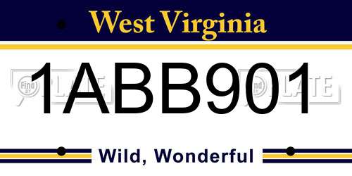 1ABB901 West Virginia License Plate