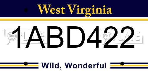 1ABD422 West Virginia License Plate