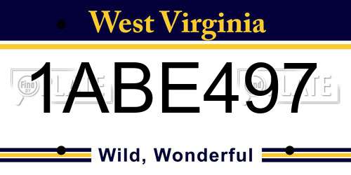 1ABE497 West Virginia License Plate