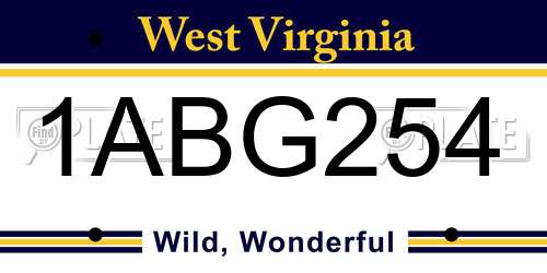 1ABG254 West Virginia License Plate
