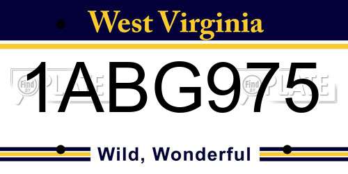 1ABG975 West Virginia License Plate