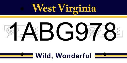 1ABG978 West Virginia License Plate