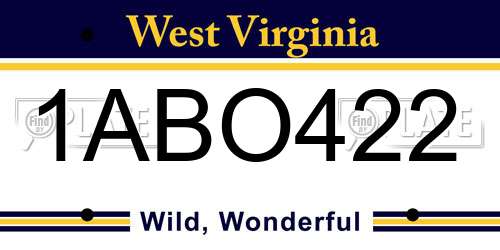1ABO422 West Virginia License Plate