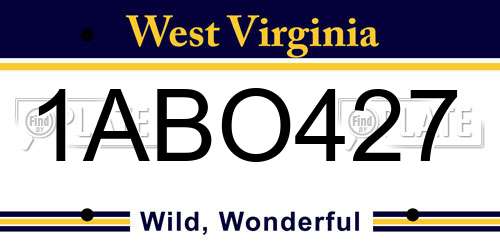 1ABO427 West Virginia License Plate