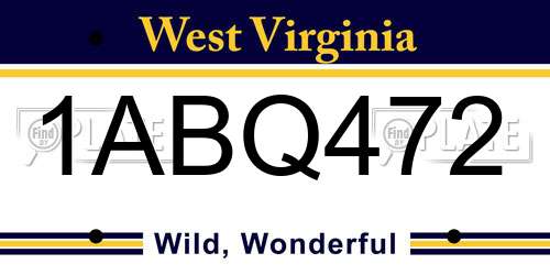 1ABQ472 West Virginia License Plate