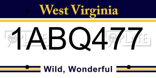 1ABQ477 West Virginia License Plate