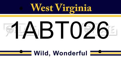1ABT026 West Virginia License Plate