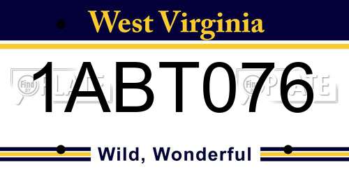 1ABT076 West Virginia License Plate