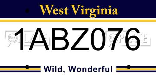 1ABZ076 West Virginia License Plate