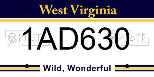 1AD630 West Virginia License Plate
