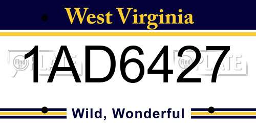 1AD6427 West Virginia License Plate