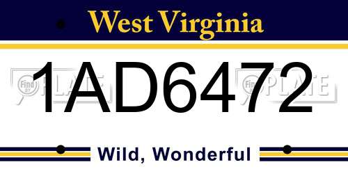 1AD6472 West Virginia License Plate