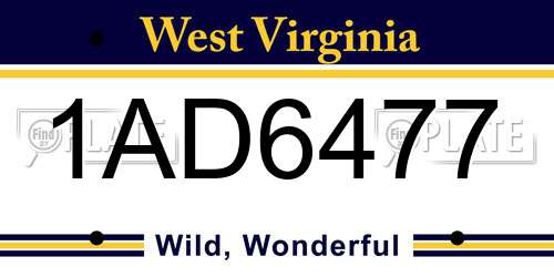 1AD6477 West Virginia License Plate