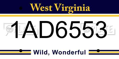 1AD6553 West Virginia License Plate