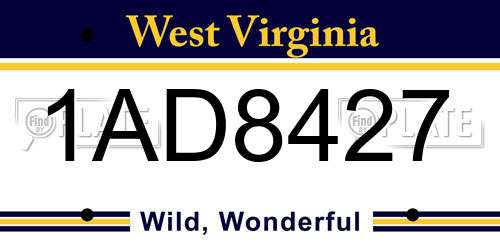 1AD8427 West Virginia License Plate