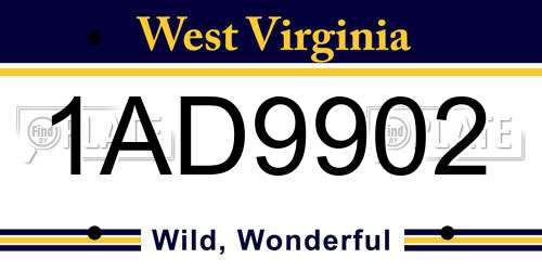 1AD9902 West Virginia License Plate