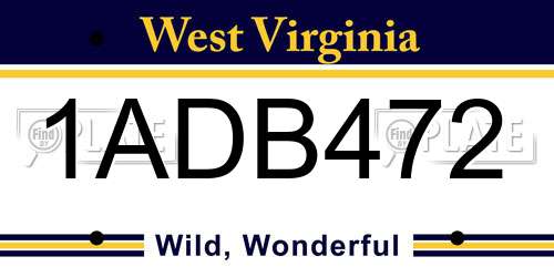 1ADB472 West Virginia License Plate