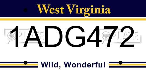 1ADG472 West Virginia License Plate