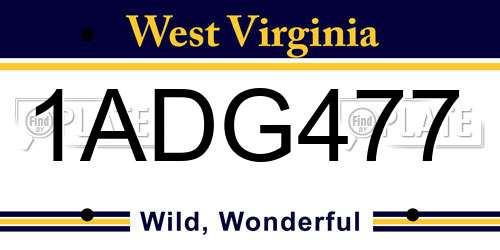 1ADG477 West Virginia License Plate