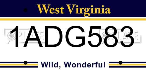 1ADG583 West Virginia License Plate