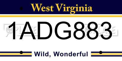 1ADG883 West Virginia License Plate