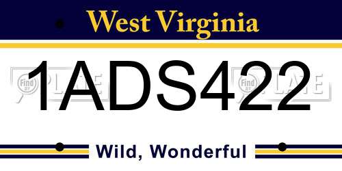 1ADS422 West Virginia License Plate