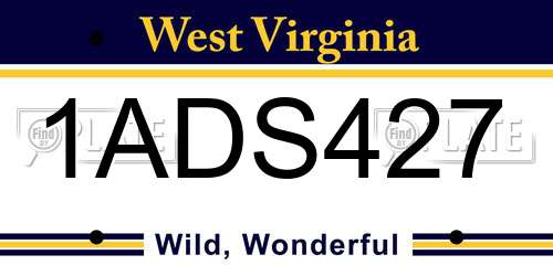 1ADS427 West Virginia License Plate