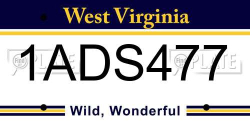 1ADS477 West Virginia License Plate
