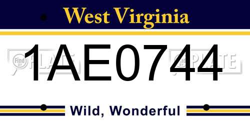 1AE0744 West Virginia License Plate