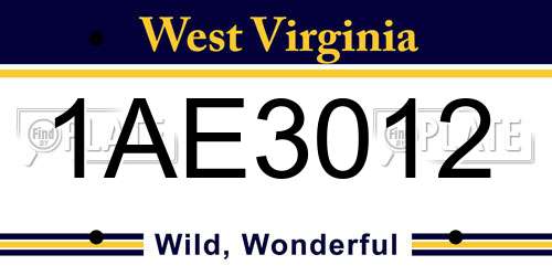 1AE3012 West Virginia License Plate