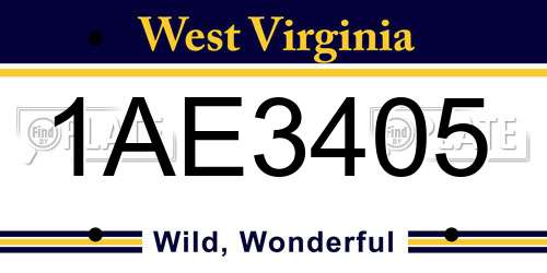 1AE3405 West Virginia License Plate